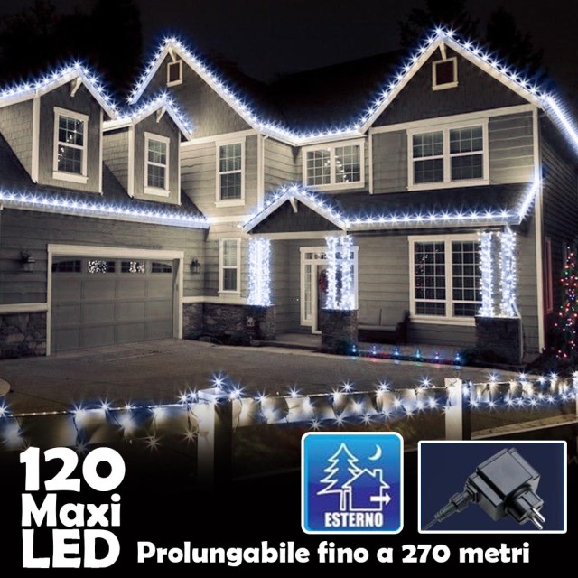 BAKAJI Γιρλάντα Χριστουγεννιάτικων Φώτων 120Led Ψυχρό Λευκό με Αναβ...