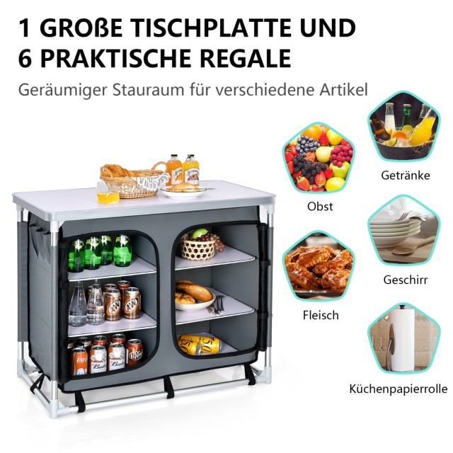 Costway Φορητή Ντουλάπα Κάμπινγκ με 3 Ράφια και Τσάντα Μεταφοράς Γκ... Costway Φορητή Ντουλάπα Κάμπινγκ με 3 Ράφια και Τσάντα Μεταφοράς Γκ...