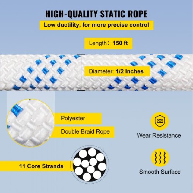 Διπλό Τροχαλία VEVOR με Σχοινί 6600-7705LBS  SHLSJTZ12MM46MJLSV0