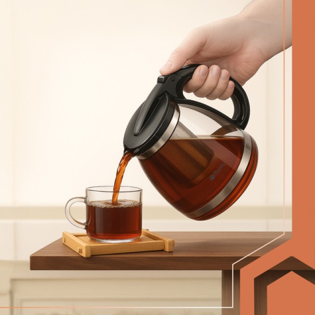 Ruhhy Γυάλινη Τσαγιέρα 2 lt με Ενσωματωμένο Φίλτρο 26066