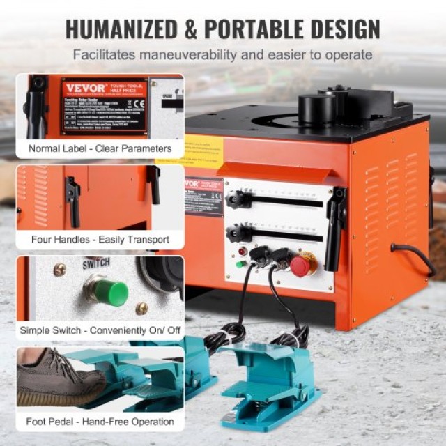 VEVOR  Ηλεκτρική Μηχανή Κάμψης Οπλισμού 1700W 3 Γωνιών έως 25mm TSD... VEVOR  Ηλεκτρική Μηχανή Κάμψης Οπλισμού 1700W 3 Γωνιών έως 25mm TSD...