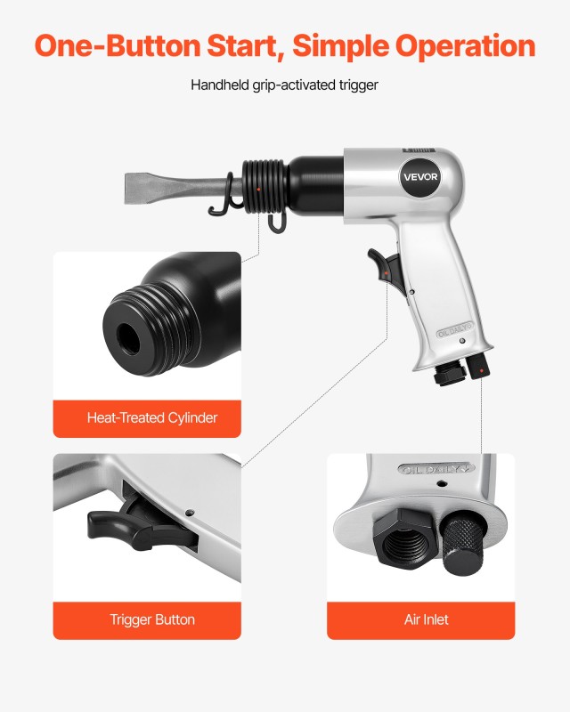 VEVOR Κιτ Πνευματικής Σφύρας Air Hammer 4500 BPM με 4 Καλέμια QDCCC...