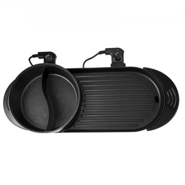 VEVOR 2 σε 1 BBQ Πλάκα & Κατσαρόλα με Διαχωριστικό, Πολυλειτουργική Ηλεκτρική Ψησταριά & Κατσαρόλα, Μαύρο  DGNH2400W220VI5LXV2