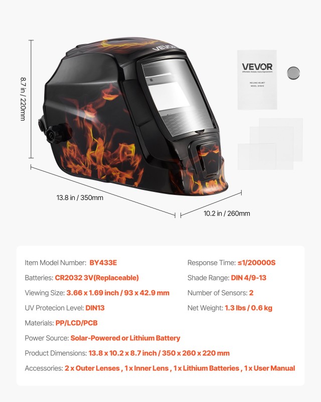 VEVOR Κράνος Ηλεκτροσυγκόλλησης με Αληθινή Χρωματική Τεχνολογία, 93... VEVOR Κράνος Ηλεκτροσυγκόλλησης με Αληθινή Χρωματική Τεχνολογία, 93...