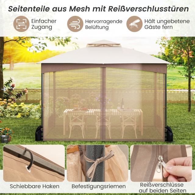 Costway Αναδιπλούμενο Περίπτερο 3 x 3,6 m με Σάκους Άμμου & Κουνουπ...