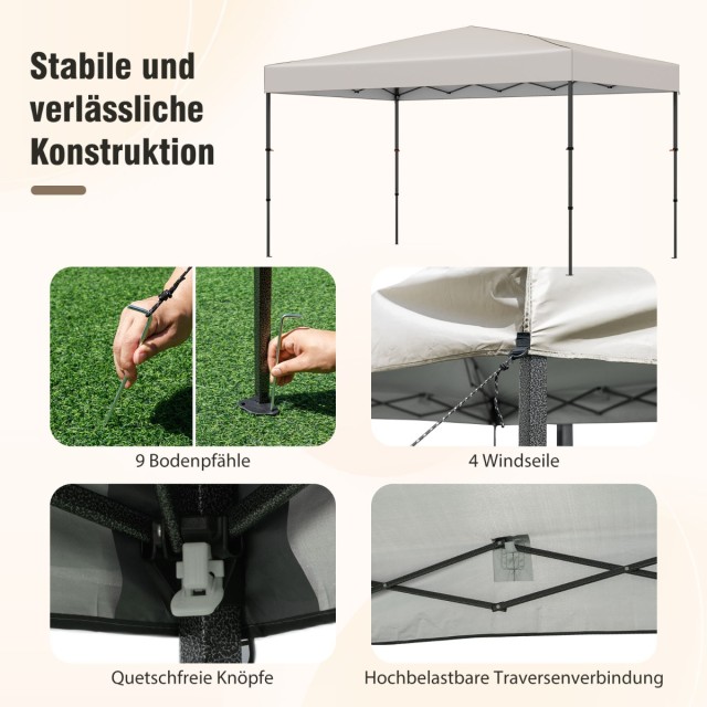 Costway Πτυσσόμενο Κιόσκι 365 x 225 cm με Τσάντα Μεταφοράς και Αξεσ...