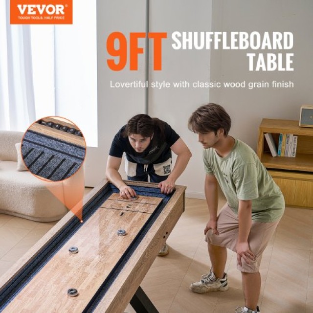 VEVOR 9 ft Τραπέζι Shuffleboard 2 σε 1 Σετ Παιχνιδιού Shuffleboard ...