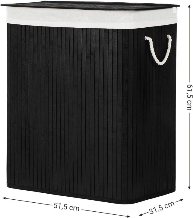 Καλάθι Απλύτων SONGMICS με Καπάκι, 100L, Μαύρο 