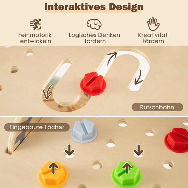 Costway Ξύλινος Πάγκος Εργαλείων Παιδικός με Πίνακα και DIY Σετ Αξε...