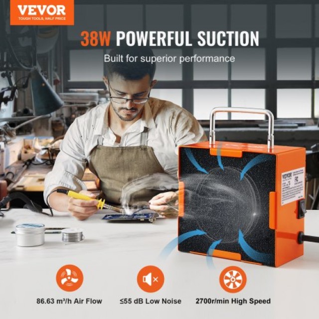 VEVOR Επιτραπέζιος Απορροφητήρας Καπνού 38W με Τριπλό Φίλτρο και Ισχυρή Αναρρόφηση  PYJ38WZMS000O7PEZV2