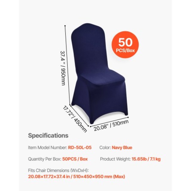 VEVOR Σετ 50 Καλύμματα Καρέκλας Navy Blue, Ελαστική Πολυεστερική Σύ... VEVOR Σετ 50 Καλύμματα Καρέκλας Navy Blue, Ελαστική Πολυεστερική Σύ...
