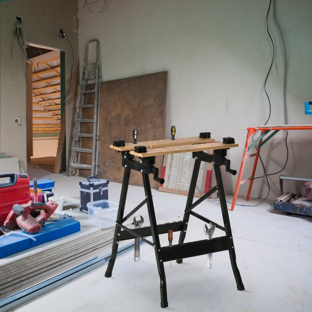 HOMCOM Πτυσσόμενος Πάγκος Εργασίας με 4 Σφιγκτήρες, Χάρακας και Γων... HOMCOM Πτυσσόμενος Πάγκος Εργασίας με 4 Σφιγκτήρες, Χάρακας και Γων...