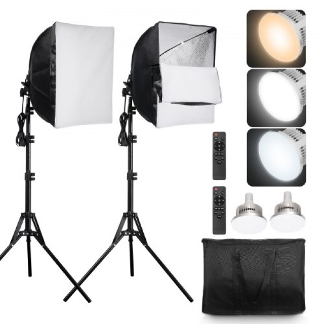 VEVOR  Κιτ Φωτισμού Softbox 16x16, ρυθμιζόμενο 3000-6500K για λήψεις  SYRGZMTZ1616XK6DGV2
