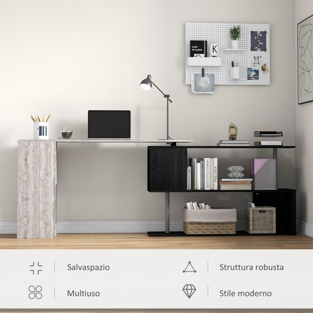 HOMCOM Γωνιακός Γραφείο Εξοικονόμησης Χώρου με Ράφι σε Σχήμα S από ... HOMCOM Γωνιακός Γραφείο Εξοικονόμησης Χώρου με Ράφι σε Σχήμα S από ...