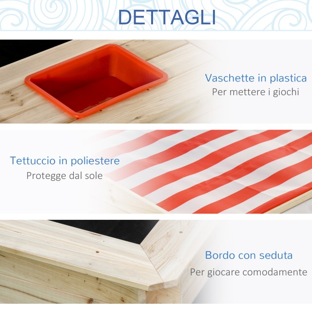 Outsunny Backyard Sandpit με ρυθμιζόμενο κουβούκλιο για παιδιά 3-8 ετών, 118x118x118cm - Ξύλο 343-048