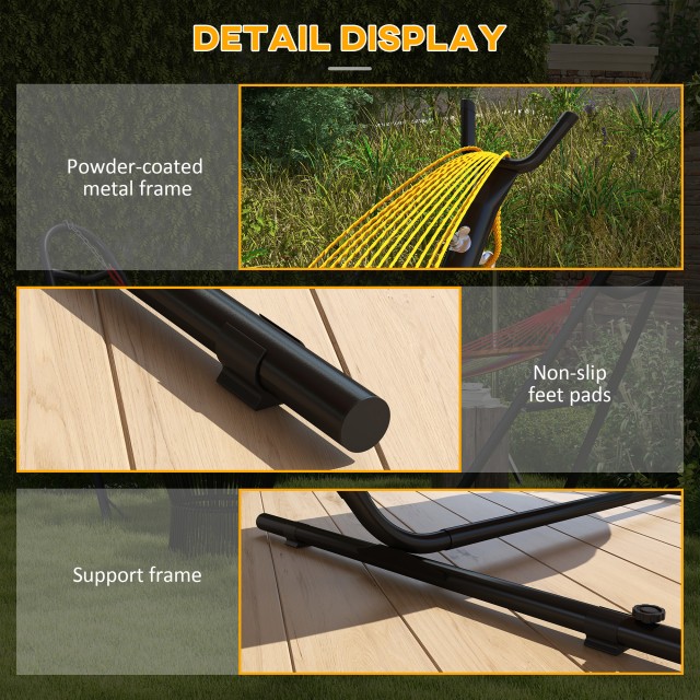 Outsunny Steel βάση αιώρας με ενσωματωμένο τραπέζι και μέγιστο φορτίο 150 kg, Μαύρο 84A-306V00BK