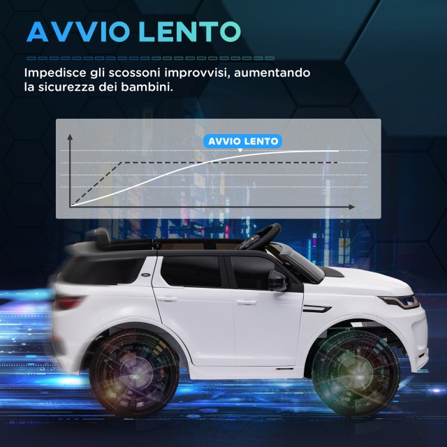 AIYAPLAY  Ηλεκτρικό Αυτοκίνητο για Παιδιά με Άδεια Land Rover με Φώτα, Κόρνα και Ζώνη Ασφαλείας, 106x65.5x51 εκ., Λευκό  370-343V90WT