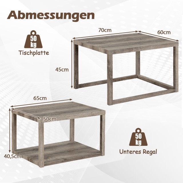 Costway Σετ 2 Τεμάχια Ορθογώνιοι Επιτραπέζιοι Στοιβαζόμενοι Καναπέδ...