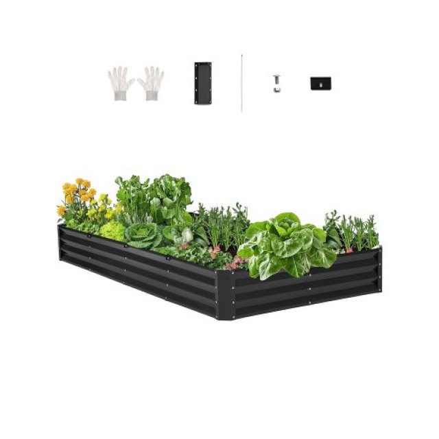 VEVOR Μεταλλικό Υπερυψωμένο Κρεβάτι Κήπου 8x4x1 ft Γαλβανισμένο Σκο...