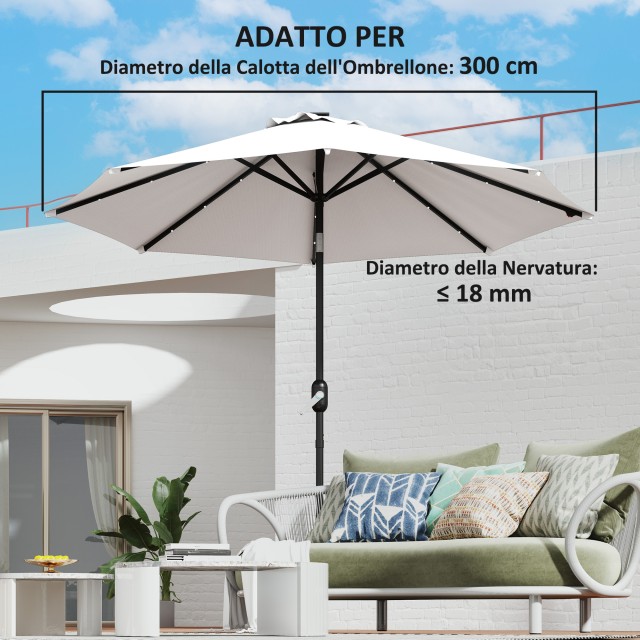 Outsunny Ανταλλακτικό Κάλυμμα για Ομπρέλα 3 μ με 8 Ακτίνες, Πολυεστέρας Αντι-UV 50+, Κρέμα 84D-424V00CW