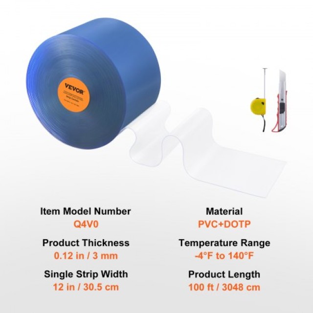 Κουρτίνα PVC VEVOR 100x12 για Ψυγείο/Καταψύκτη - Διάφανη Πλαστική Ρολό  JZMLJZWGHMJCMRG69V0