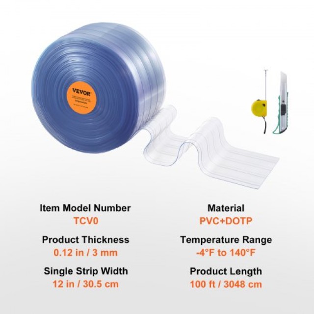 VEVOR Διάφανη Πλαστική Κουρτίνα Πόρτας 100x12x0.12 για Σούπερ Μάρκετ, Γκαράζ, Αποθήκη, Στάβλο, Σπίτι Κατοικίδιων  JZMLJZDLWWJCM7HTCV0