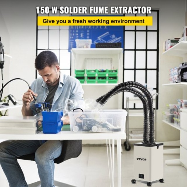 VEVOR Απορροφητήρας Καπνού Κολλήσεων, 150W 106 CFM, 3-Σταδίων Φίλτρα, 3 Ταχύτητες με Σωλήνα για Κολλήσεις, Χάραξη Λέιζερ και DIY Συγκόλληση  YWPYQ150W220VO5NEV2
