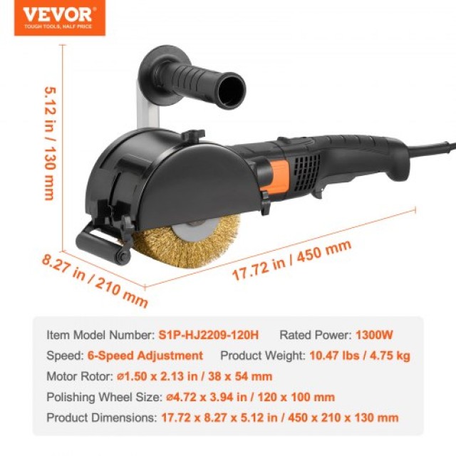 VEVOR Μηχανή Γυαλίσματος 1300W 6-Ταχυτήτων  LSJ1300W1LY0CX819V2