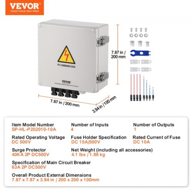 Κουτί Συνδυασμού Ηλιακών 4 Σειρών VEVOR 10A IP65  GFHLX4HL10ASCPG1OY3