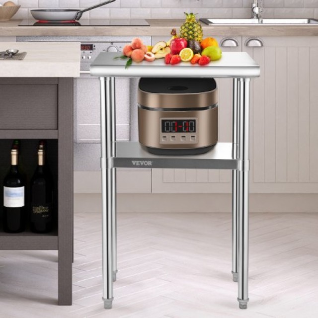 VEVOR Ανοξείδωτος Πάγκος 24x18x36, 600lbs, Ρυθμιζόμενο Ράφι & Πόδια...