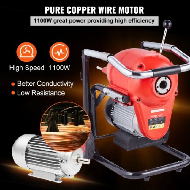 VEVOR Μηχάνημα Καθαρισμού Αποχέτευσης 120FT x 6/5 1100W Ελικοειδής Οδηγός Χειροκίνητης Τροφοδοσίας  ZXFDSGDSTJ11UUQWMV2