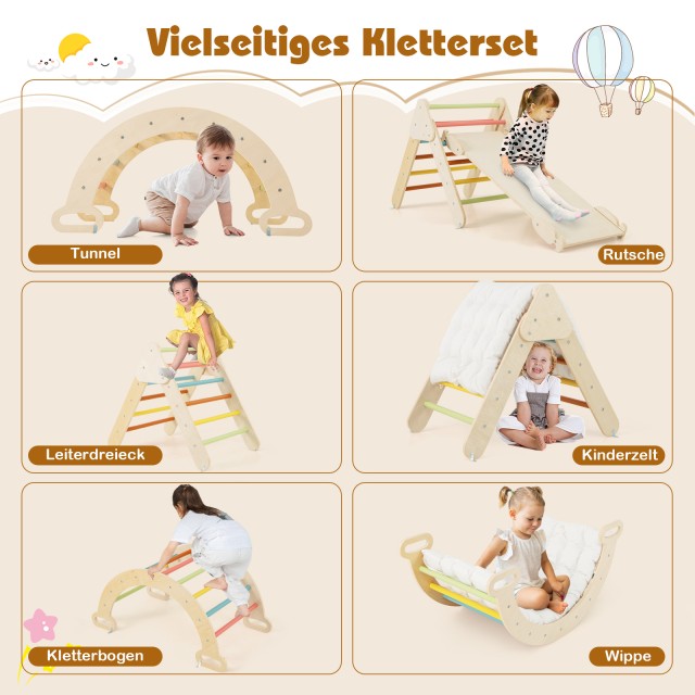 Costway Πολύχρωμο Παιδικό Κινητικό Σετ με Τσουλήθρα και Διπλή Ράμπα...