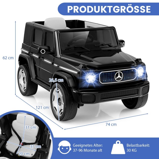 Costway Παιδικό Ηλεκτρικό Αυτοκίνητο Mercedes-Benz 12V με LED Φώτα και Αποσπώμενη Μπαταρία TQ10228DE-DK