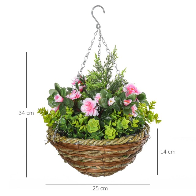 Outsunny Σετ 2 ψεύτικα φυτά Lisianthus για κρεμάστρα εσωτερικού και...