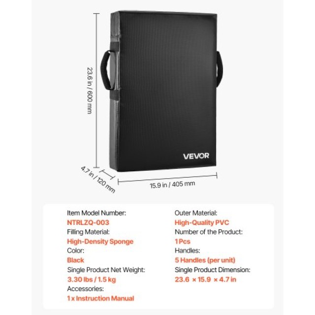 VEVOR Ασπίδα Προπόνησης Ποδοσφαίρου 24x16in με Λαβές 1ΤΜΧ FXZLPM1PC...