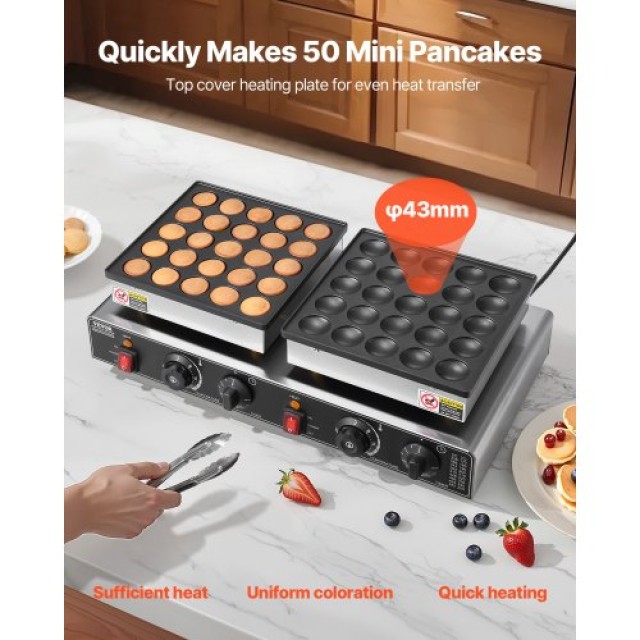 VEVOR Κατασκευαστής Μίνι Ολλανδικών Pancake 50PCS 1800W Αντικολλητι...