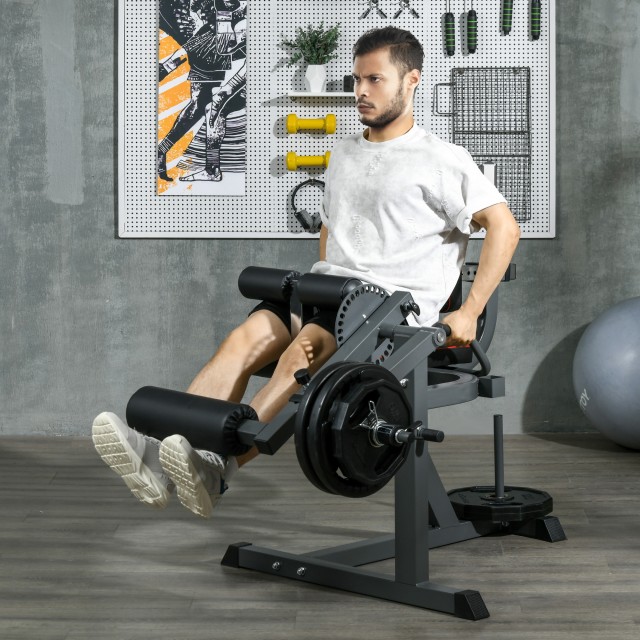 SPORTNOW Μηχάνημα Γάμπας με Ρυθμιζόμενη Πλάτη και Μαξιλάρια από Ατσ...