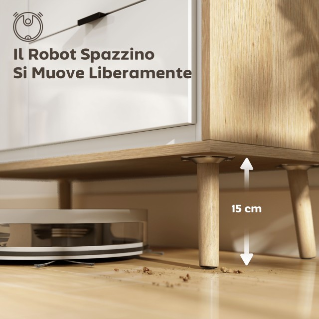 HOMCOM Μοντέρνα Κρεντέντζα με 3 Συρτάρια και Ντουλάπι, 80x35x77 cm ...