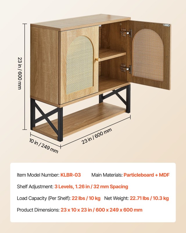 VEVOR Κρεμαστή Ντουλάπα Μπάνιου με Ρυθμιζόμενα Ράφια - 23x10x23 BDM...