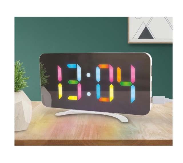 Ρολόι Ξυπνητήρι με Οθόνη LED  καθρέφτη RGB  15,8 x 1,3 x 7,8 cm HT0122 Be Mix