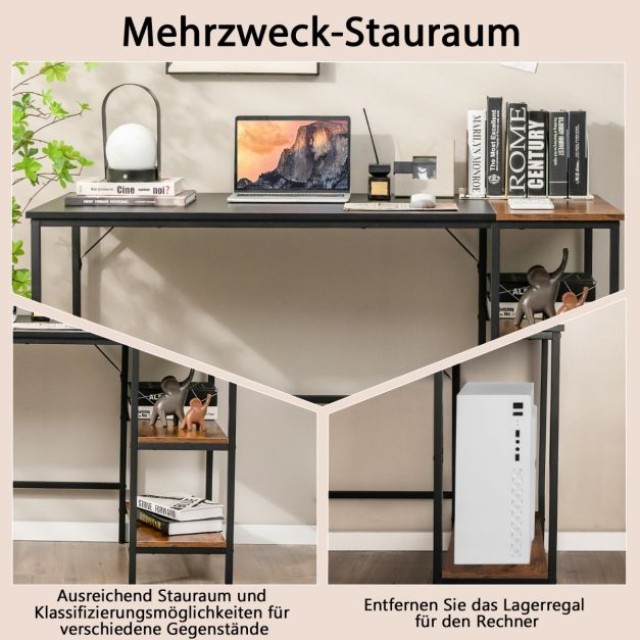 Γραφείο Υπολογιστή με 2 Ράφια  COSTWAY CB10417DK