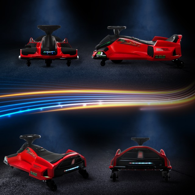 HOMCOM Ηλεκτρικό Go Kart για Παιδιά 8-12 Ετών Ταχύτητα 3-8 χλμ/ώρα για Drifting με Φώτα και Μουσική Κόκκινο 370-307V90RD