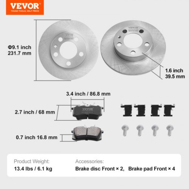 Σετ Πίσω Φρένων VEVOR για Audi A3(8L)  QCCCPTZAUDIAXW6YQV0