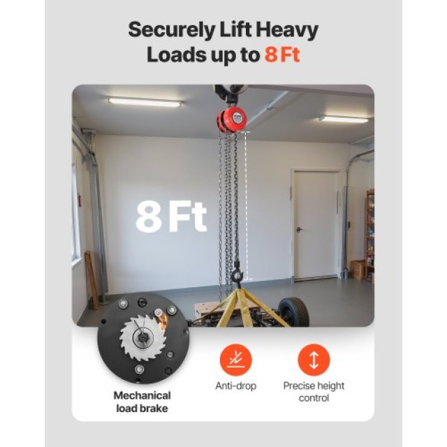 VEVOR Χειροκίνητος Αλυσοτροχός 1 Τόνου με Αναβαθμισμένη Γαλβανισμέν...