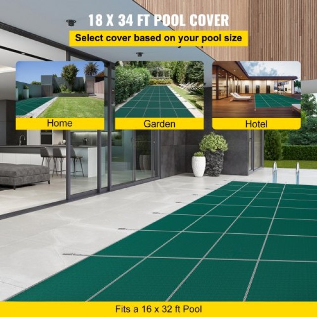 Κάλυμμα Ασφαλείας Πισίνας VEVOR για 16x32ft Ορθογώνιες Πισίνες, Πράσινο  YYCM16X32JZYTYCG1V0