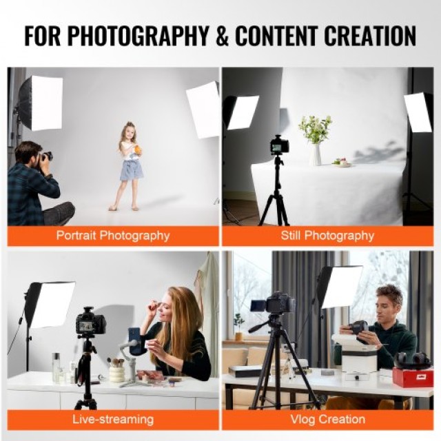 VEVOR  Κιτ Φωτισμού Softbox 16x16, ρυθμιζόμενο 3000-6500K για λήψει...