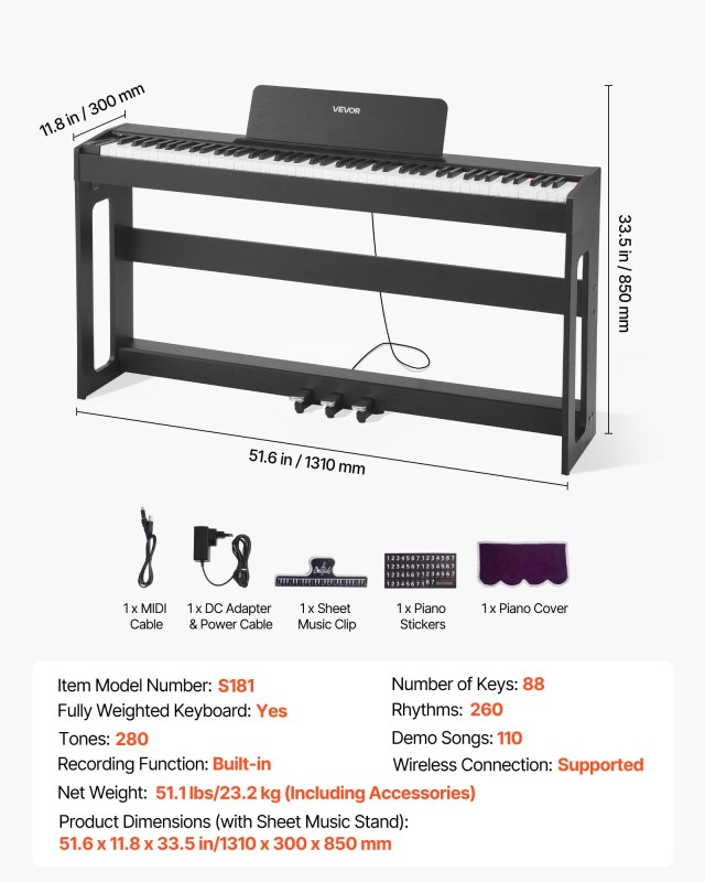 VEVOR 88 Πλήκτρα Πλήρως Βαθμονομημένα Ψηφιακό Πιάνο με Έπιπλο Βάση ... VEVOR 88 Πλήκτρα Πλήρως Βαθμονομημένα Ψηφιακό Πιάνο με Έπιπλο Βάση ...