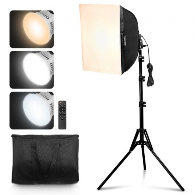 VEVOR  Κιτ Φωτισμού Softbox 16x16, ρυθμιζόμενο 3000-6500K για λήψει...