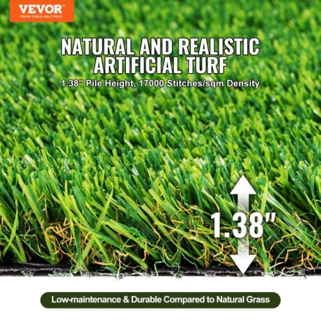 VEVOR Τεχνητό Γρασίδι 0.9 x 1.5 m, 35mm Πράσινο Χαλί Εξωτερικού Χώρου με Οπές Αποστράγγισης  RZCP1J3X5FT1TWKGWV0