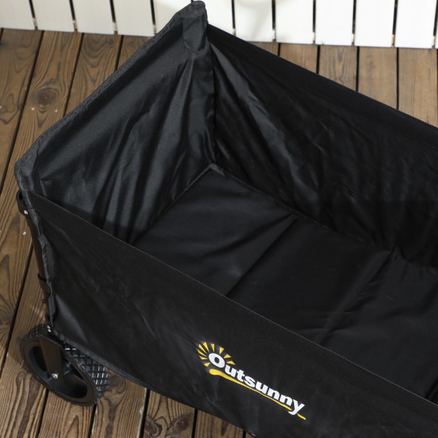 Outsunny Καρότσι Κήπου 120L Πτυσσόμενο με Ανοιγόμενο Πάνελ, από Ατσάλι και Πολυεστέρα, 90x48x62 cm, Μαύρο 84H-329V00BK